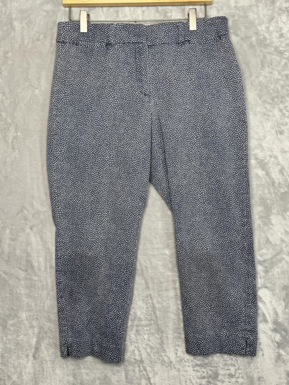 Ann Taylor LOFT Riviera Pants Womens 8P Petite Blue Dot Print Chino Julie Ankle